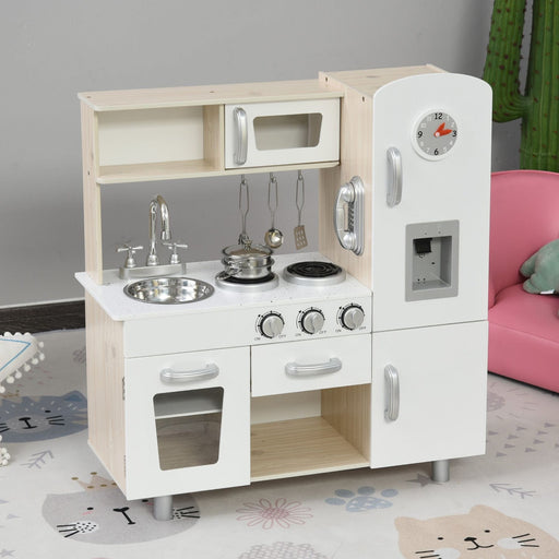 Kids Wooden Kitchen Playset with Accessories - White - Green4Life