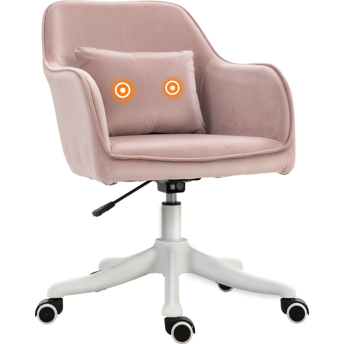 Vinsetto PU Leather Office Chair with Rechargeable Electric Massage Pillow - Pink - Green4Life