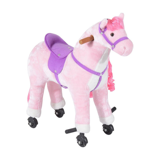Kids Plush Ride On Horse with Sound - Pink - Green4Life