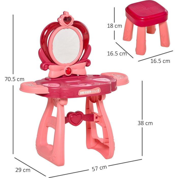 Childrens 36 Pcs Beauty Dressing Table & Stool - Pink - Green4Life