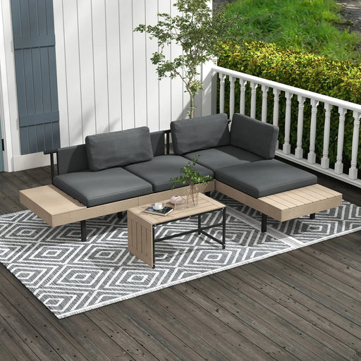 3-Piece L-Shaped Sofa Lounge Set with Table - Outsunny - Green4Life