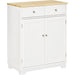 Kitchen Cabinet Side Storage Cupboard with Solid Wood Top - White - Green4Life