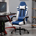 Vinsetto PU Leather Gaming Chair with Headrest, Footrest, Wheels, Adjustable Height - Blue/White - Green4Life