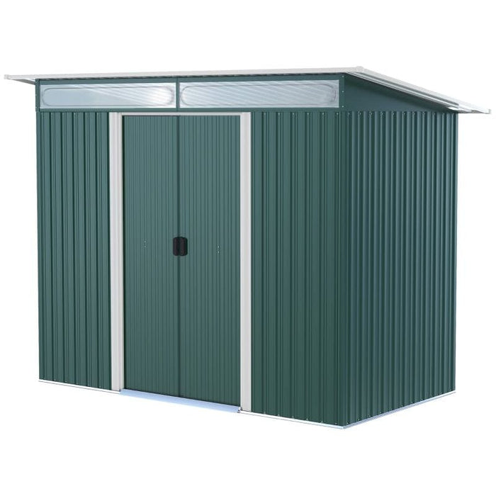 Outsunny Metal Garden Storage Shed with Double Sliding Doors 260L x 133W x 200Hcm - Green - Green4Life