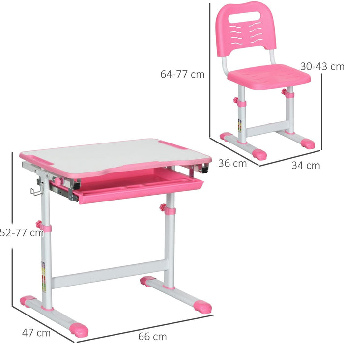 Pink Adjustable Study Suite - Kids Ergonomic Desk Set - Green4Life