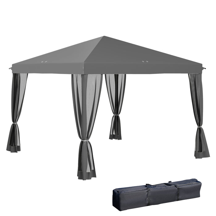 10 x 10 ft (3 x 3m) Gazebo with Removable Mesh Walls and Convenient Carry Bag - Light Grey - Outsunny