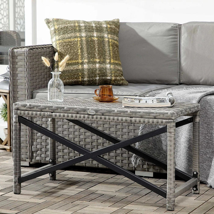 Outsunny Patio Elegance Grey Wicker Coffee Table - Green4Life