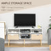 Multi-Storage TV Stand with Wooden Legs - White/Oak Effect - Green4Life