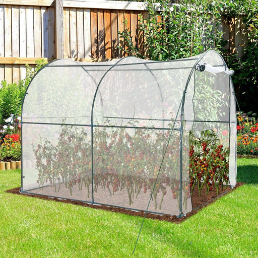 Outsunny 2W x 2.5L x 2H m Walk-in Polytunnel Greenhouse with Roll-up Door, PVC Cover & Steel Frame - Green4Life