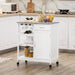 Compact Kitchen Trolley with Wine Rack, Drawer, Open Shelf and Storage Cabinet - White - Green4Life