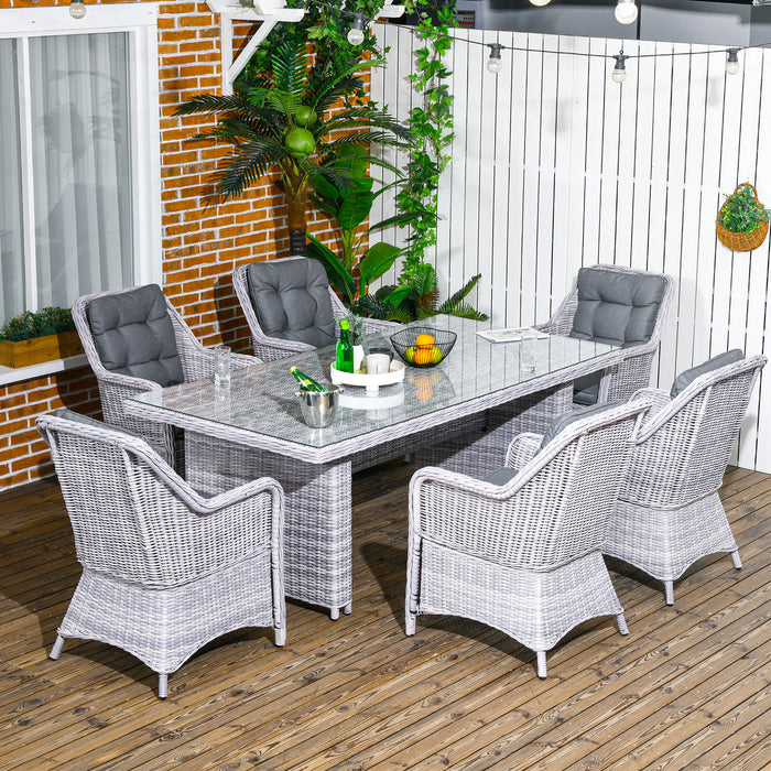 Rattan Dining Table Seater With Chairs 6-Seater Outdoor PE Rattan