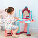 31 Piece Kids Dressing Table with Stool, Magical Princess Mirror, Light and Sound - Pink and Blue - Green4Life