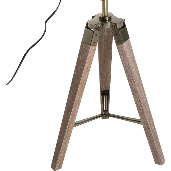 Vintage Style Tripod Table Lamp - Natural Wood and Bronze - Green4Life