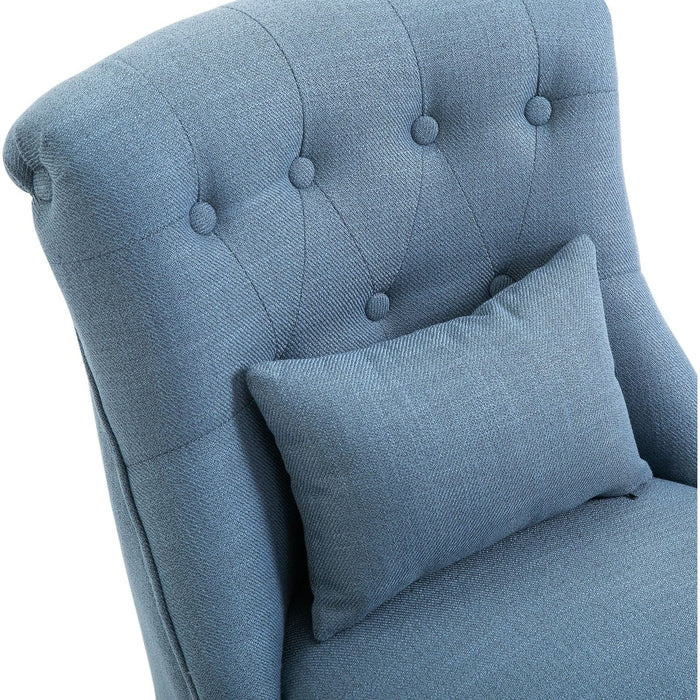 HOMCOM Upholstered Single Sofa Chair with Pillow & Solid Wood Legs - Light Blue - Green4Life
