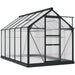 Outsunny 6 x 10 ft Walk-In Polycarbonate Greenhouse with Sliding Door, Galvanised Base & Aluminium Frame - Grey - Green4Life