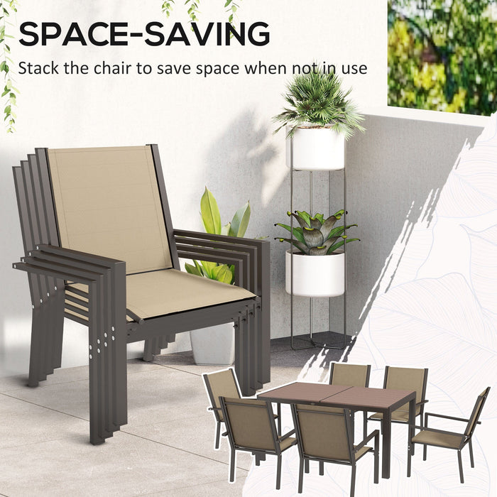 7-Piece Dining Set with Table and Stackable Chairs - Outsunny - Green4Life