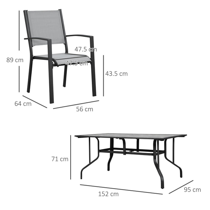 Grey Haven 6-Seater Texteline Outdoor Dining Set - Outsunny - Green4Life