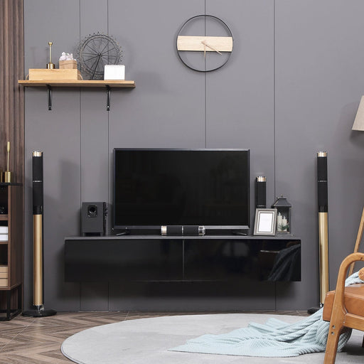 Wall Mounted TV Unit Stand for TVs up to 70" with High Gloss Finish - Grey/Black - Green4Life