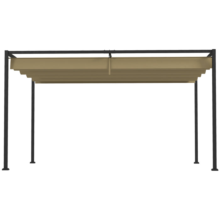 3 x 2 m Metal Pergola with Extendable Canopy Roof - Khaki - Outsunny