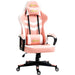 Vinsetto PVC Leather Gaming Desk Chair with Lumbar Support and Headrest - Pink/White - Green4Life