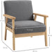 Minimalistic Accent Chair with Padded Seat & Wooden Frame - Grey - Green4Life