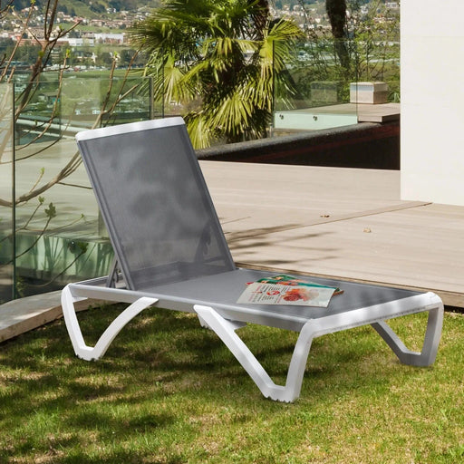 Light Grey Portable Sun Lounger with Adjustable Back - Outsunny - Green4Life