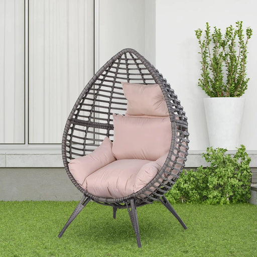 Serene Retreat Rattan Teardrop Chair - Beige/Grey - Outsunny - Green4Life