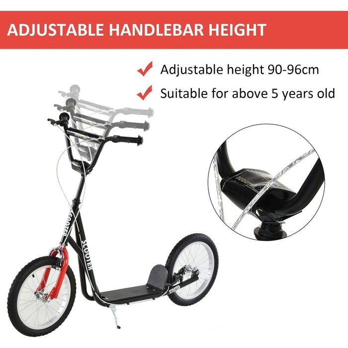 Kids Adjustable Scooter with Adjustable Handbar and 2 Brakes - Black - Green4Life