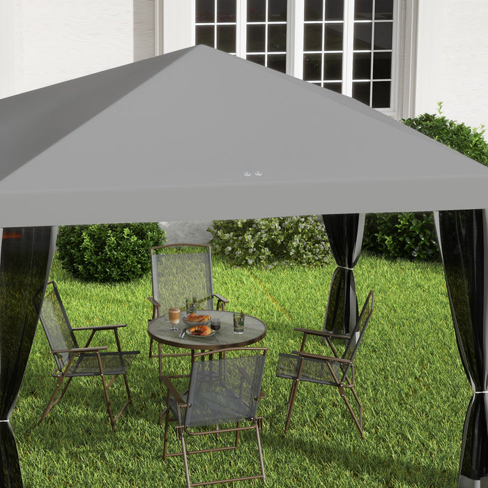 10 x 10 ft (3 x 3m) Gazebo with Removable Mesh Walls and Convenient Carry Bag - Light Grey - Outsunny