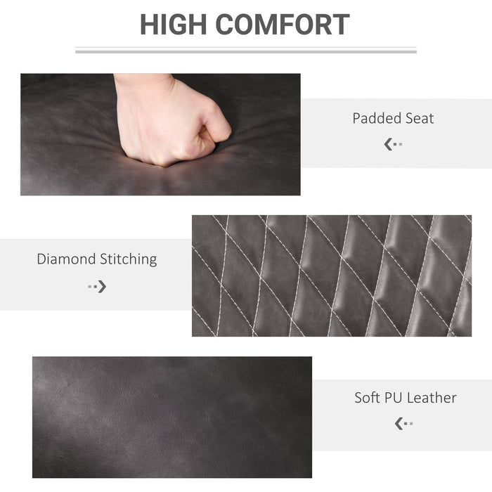 HOMCOM Set of 4 PU Leather Retro Dining Chairs - Grey - Green4Life