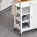 Kitchen Storage Trolley Unit with Wooden Top, 3 Shelves & Cupboard - White - Green4Life