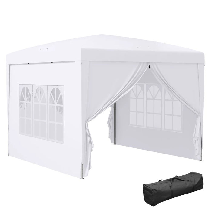 3 x 3m White Pop Up Gazebo with Windows & Carry Bag - Outsunny