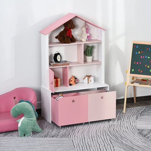 Blush Pink Mobile Bookshelf Chest with Drawers for Kids - Green4Life