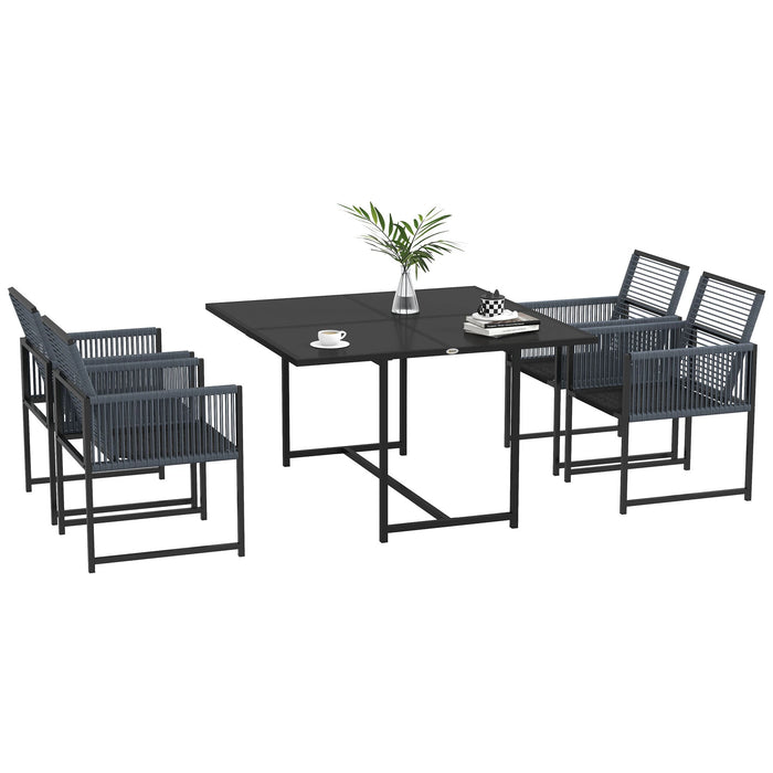 4-Seater Garden Dining Set - Outdoor Table and Chairs with Folding Backrest - Dark Grey - Outsunny