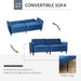 Velvet-Touch Tufted Convertible Sofa Bed with Adjustable Split Back - Blue - Green4Life