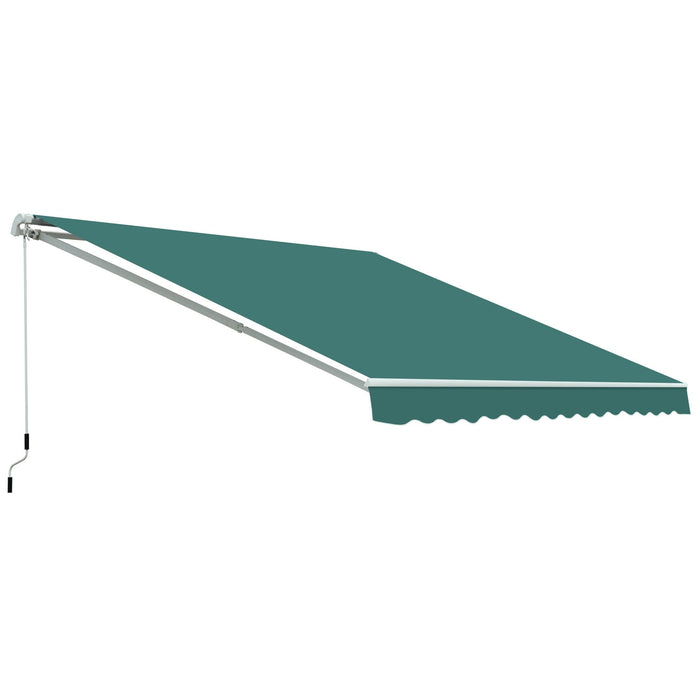 3.5x2.5m Green Manual Extendable Awning with Easy Crank - Outsunny - Green4Life
