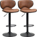 Set of 2 Adjustable Height Armless Bar Stools with Microfiber Cloth Upholstery - Brown - Green4Life