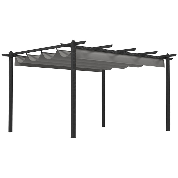 4 x 3 m Dark Grey Aluminium Pergola with Extendable Roof - Outsunny - Green4Life