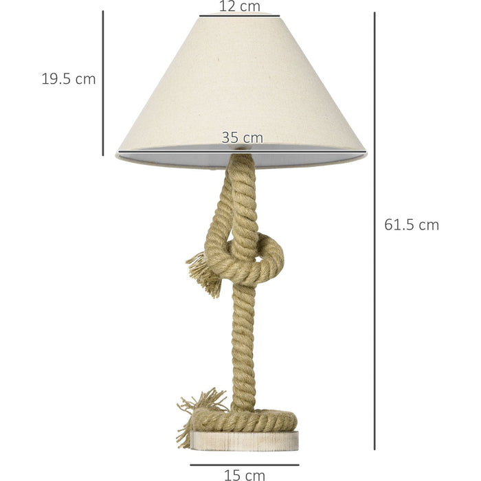 Twisted Rope Table Lamp with Beige Fabric Lampshade - Green4Life