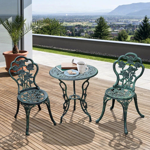 Emerald Grace - 3-Piece Cast Aluminum Bistro Set - Outsunny - Green4Life