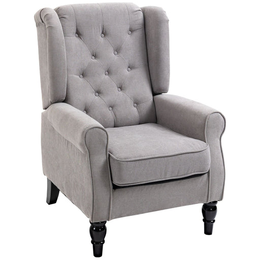 HOMCOM Retro Accent Wingback Chair with Wooden Frame - Grey - Green4Life