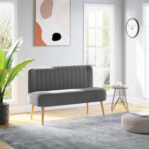Modern 2-Seater Sofa with Wooden Legs - Dark Grey - Green4Life