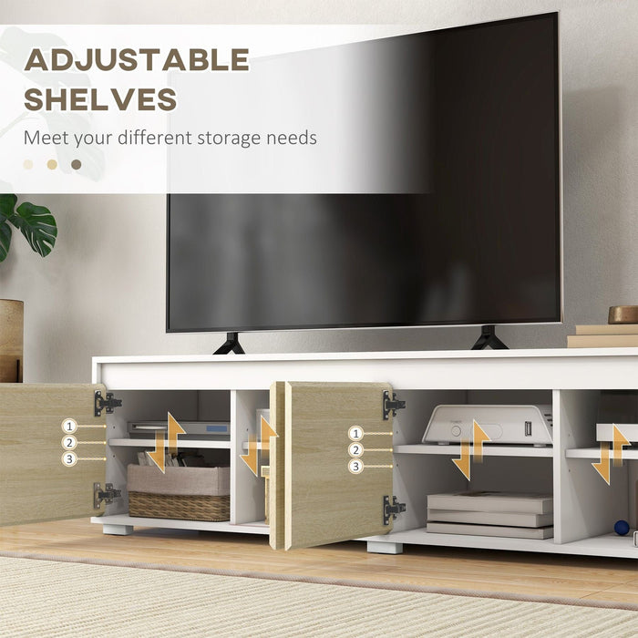 Set of Wall Mounted & Freesanding TV Units with Adjustable Shelves - White/Natural - Green4Life