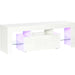 High Gloss Futuristic TV Stand with LED Lights 130W x 35D x 45Hcm - White - Green4Life