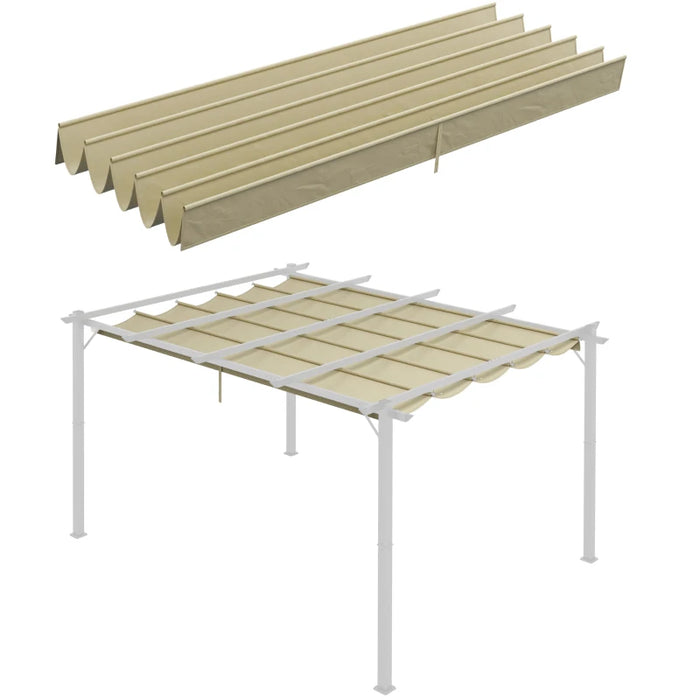 Beige ExtendShade - 4x3m Replacement Retractable Pergola Canopy, UV Protected - Outsunny