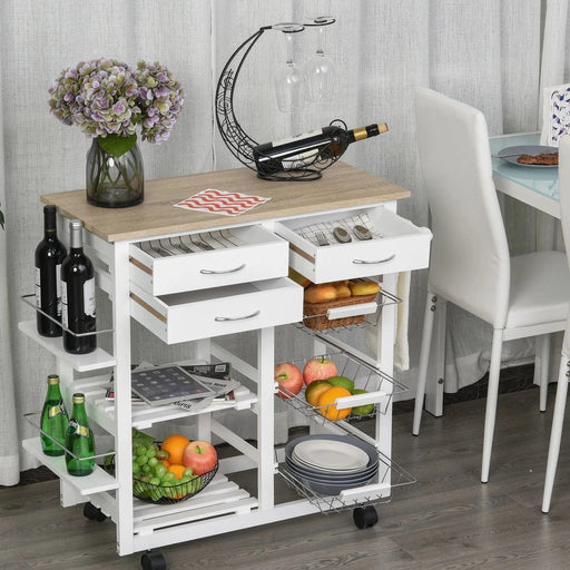 Trolley with Spice Racks, Towel Rack, Baskets & Drawers - Green4Life