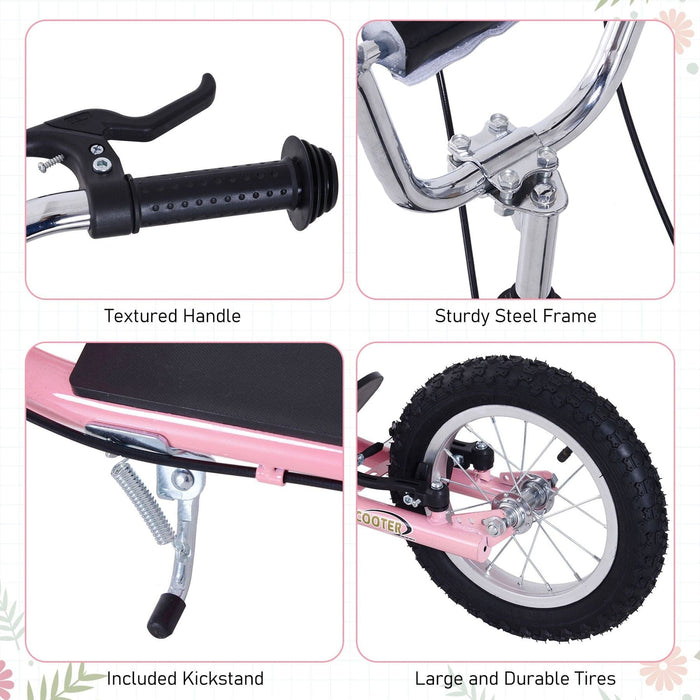 Scooter for Kids with Adjustable Handlebar, Dual Brakes & Kickstand, for Ages 5+ Years - Pink - Green4Life