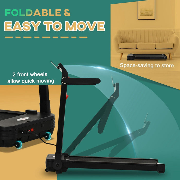 600W Foldable Treadmill with LCD Monitor & Safety Button - Black - Green4Life