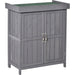 Outsunny 74L x 43W x 88H cm Wooden Garden Storage Shed with Hinged Roof and Shelves - Grey - Green4Life