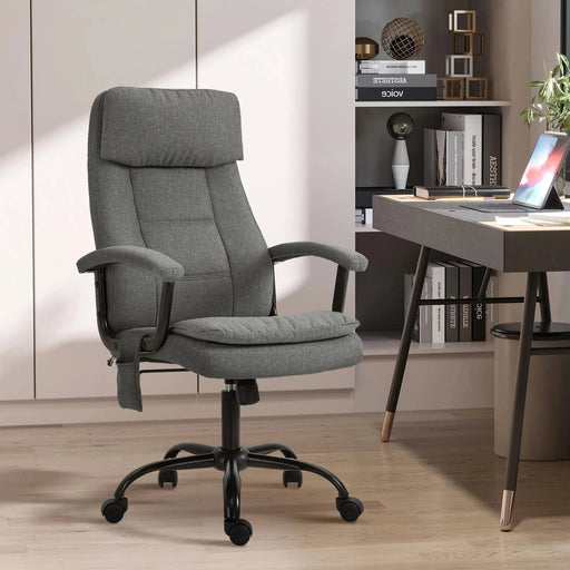 Vinsetto 2-Point Massage Office Chair with Linen-Look & Adjustable Height - Grey - Green4Life